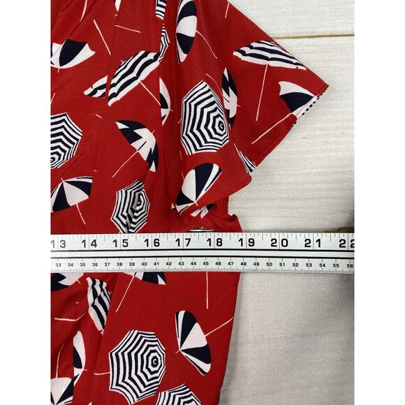 NWT Talbots Dress Sz 12 Red Beach Umbrellas Martini V Neck Lined Sheath NWT - Picture 5 of 11